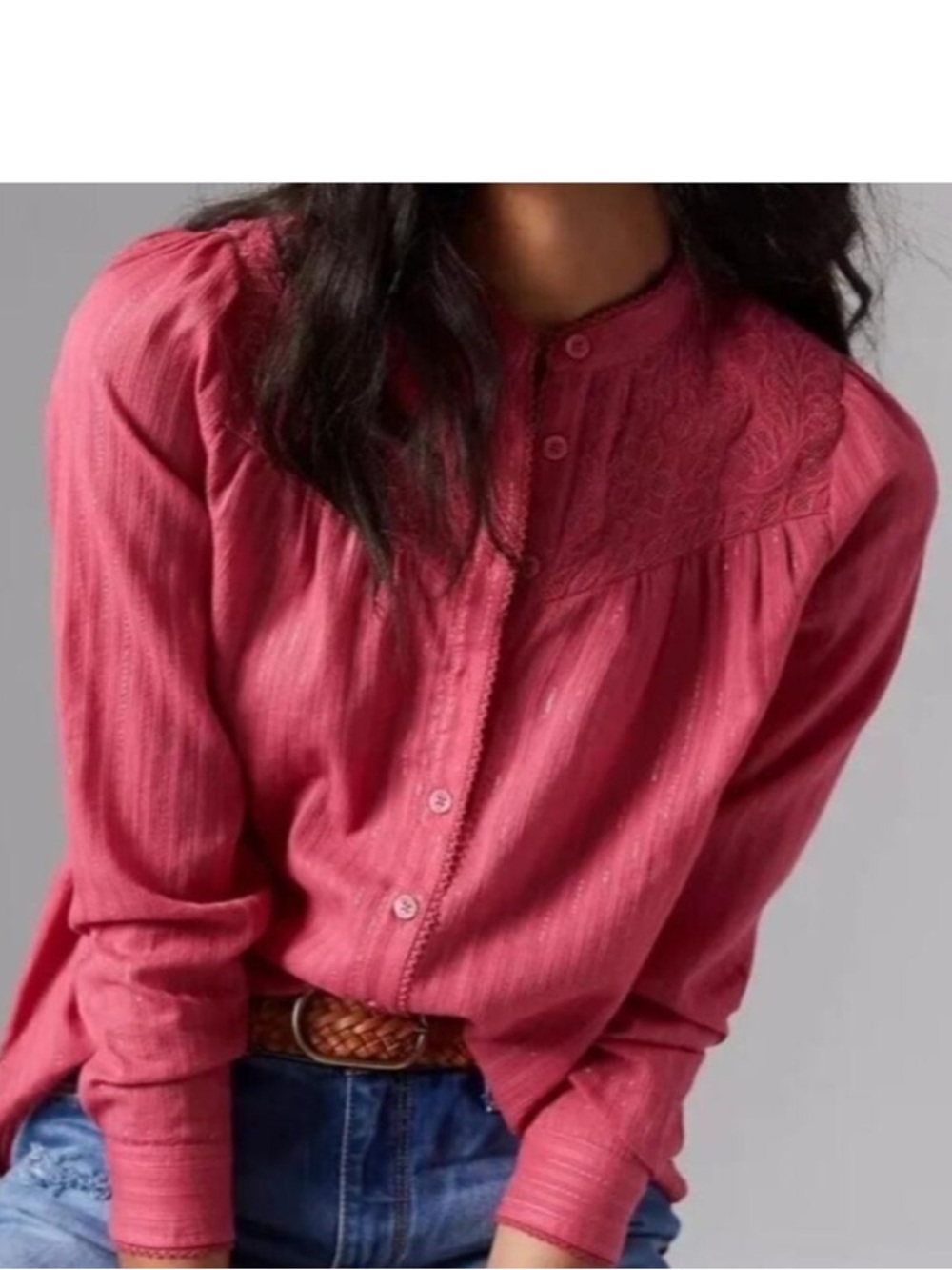 EUC Victoria Shimmer Striped Blouse Eyelet Cutout, Size 18W